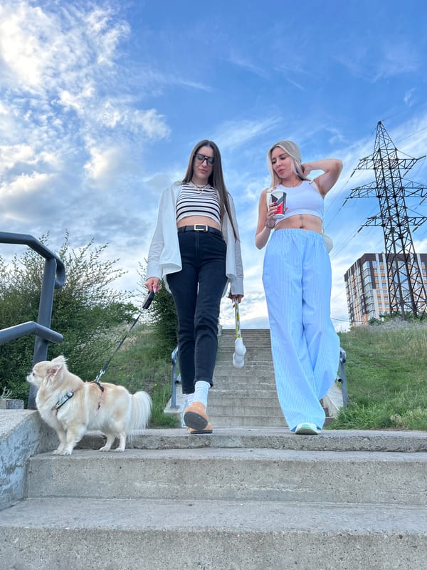 Afternoon hang on the Tolyatti waterfront with a chihuahua