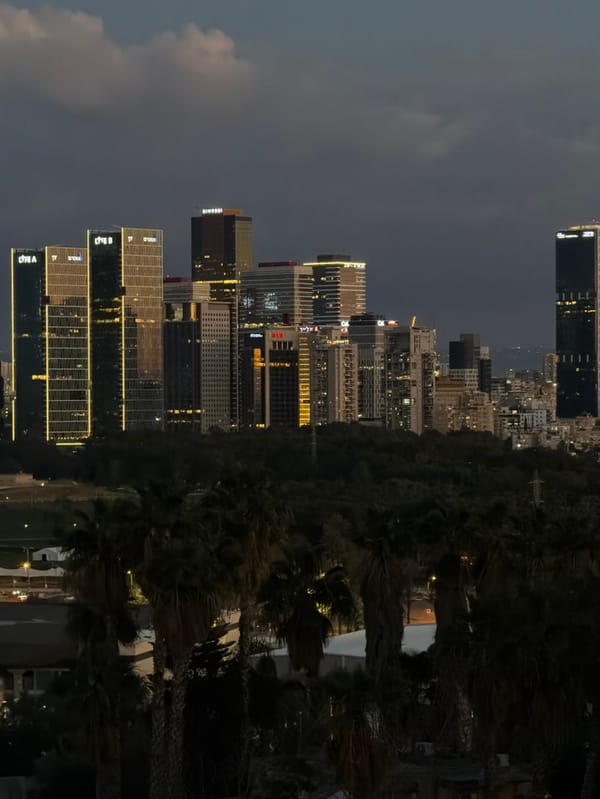 Tel Aviv skyline documented during golden hour observations