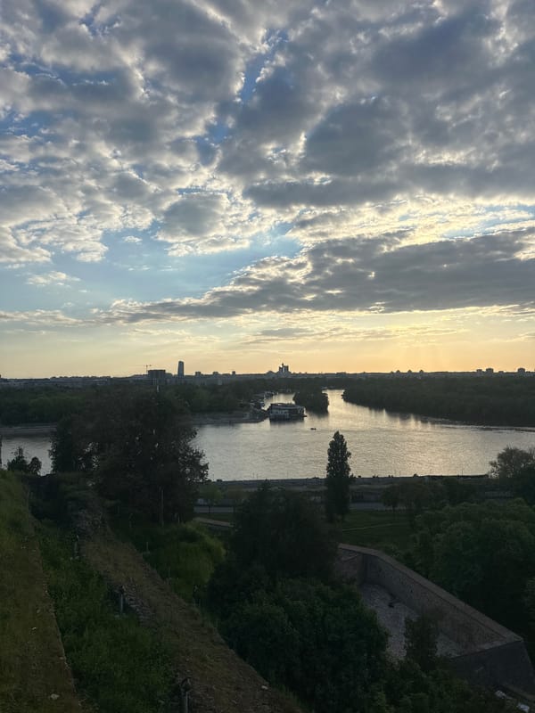 Panoramic riverfront view captured in Belgrade during afternoon hours