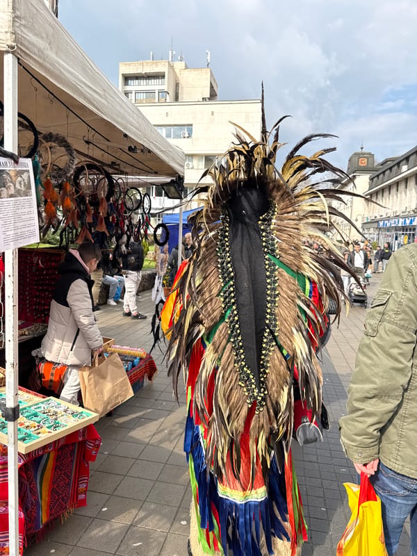 Tourist craft market stall documented in Lovech, Bulgaria