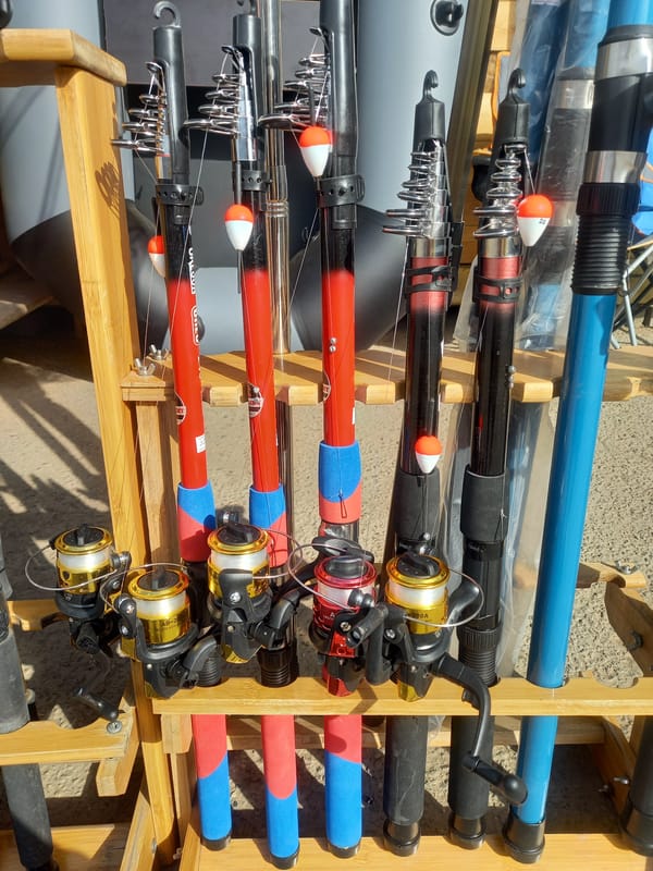Fishing gear and safety equipment documented in brief session