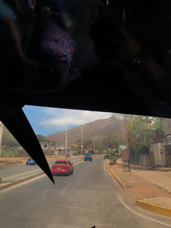 Street view captured from vehicle in Venezuelan town