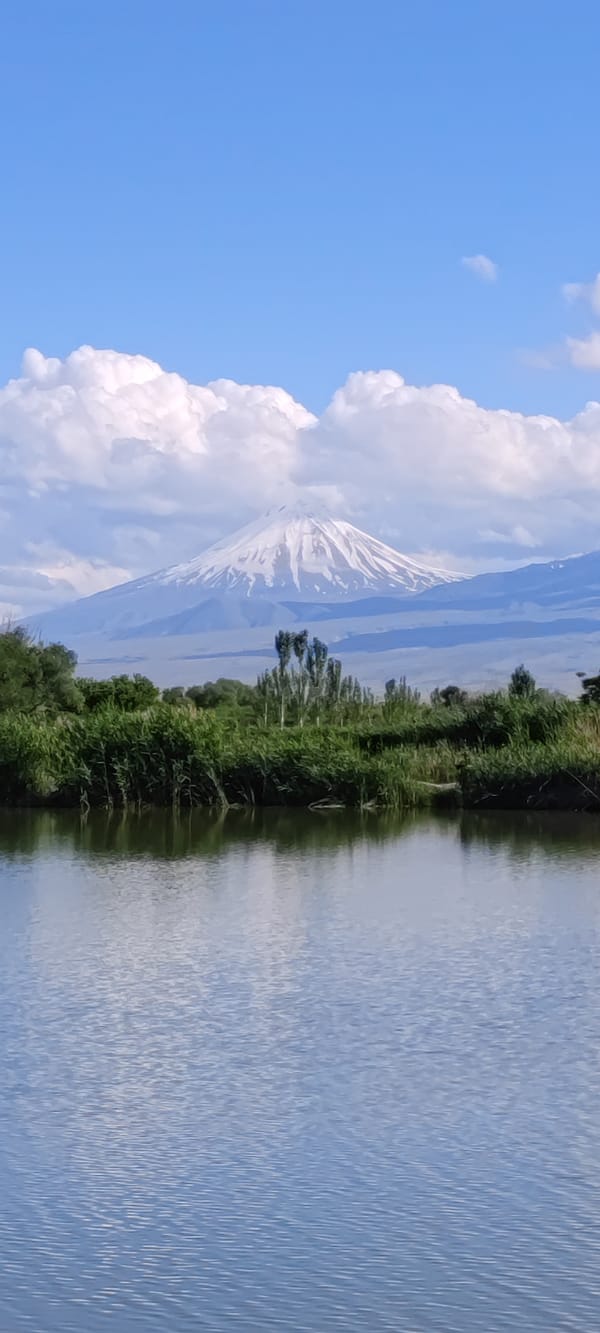Peaceful lake views captured in Noramarg with Mount Ararat backdrop