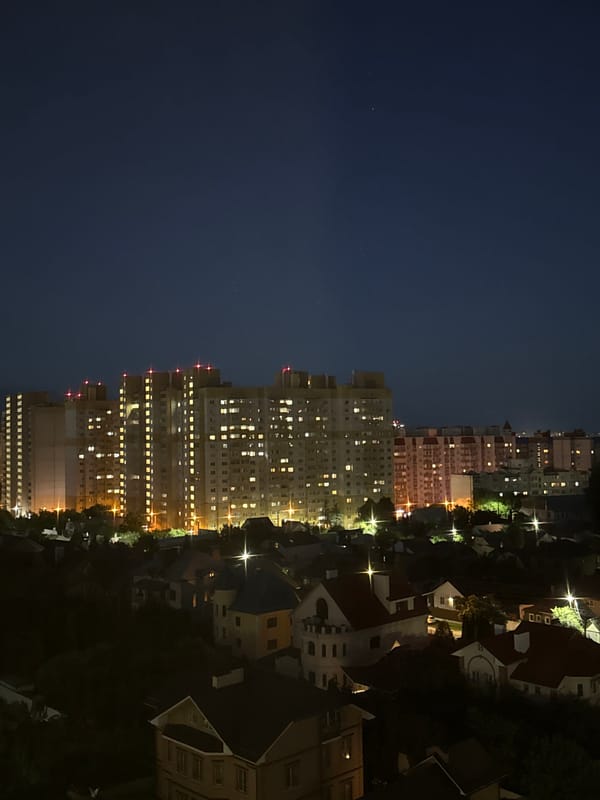 Night city view and a toy mouse on a floor in Podkletnoe