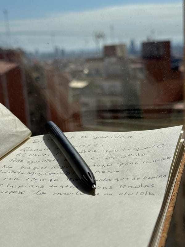 Barcelona witness captures handwritten Spanish text and city skyline