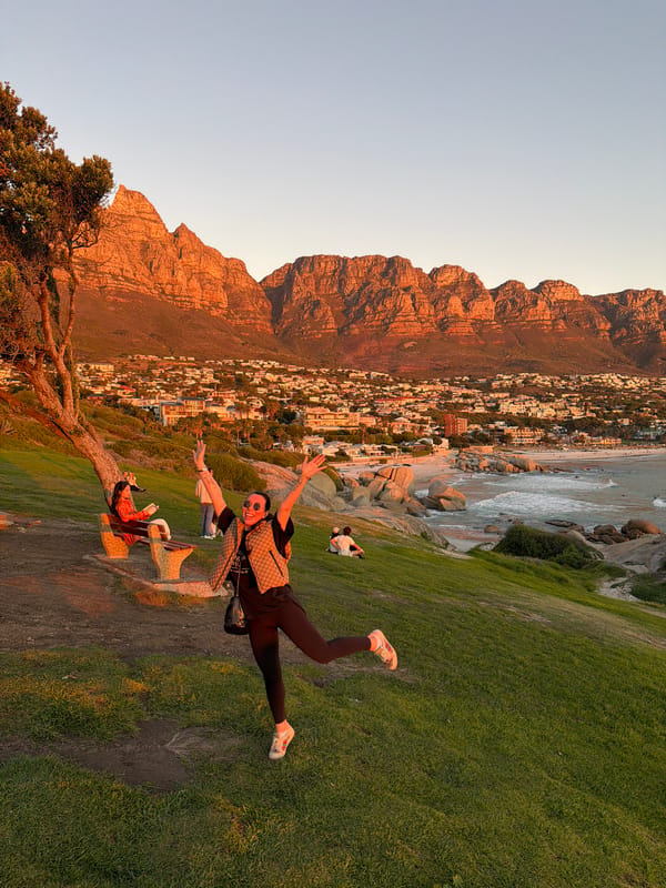 Golden hour sunset views captured along Cape Town coastline