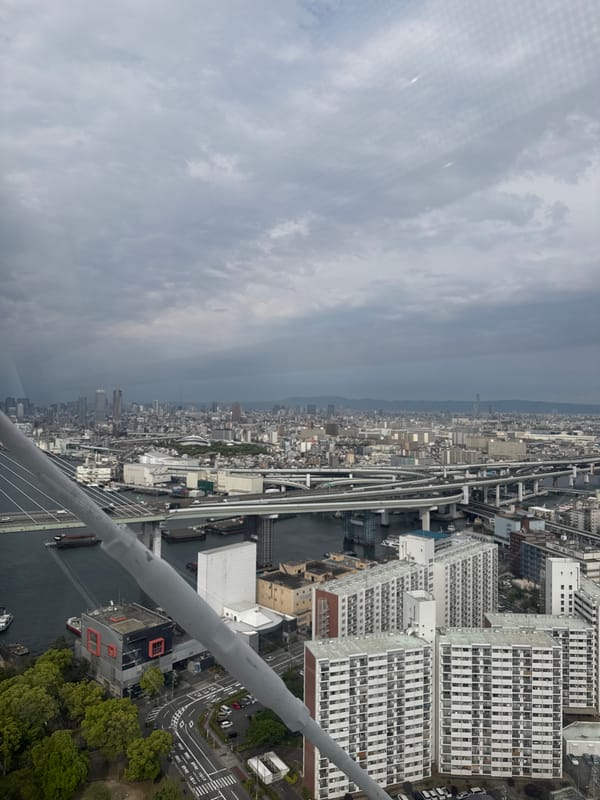 Morning ferris wheel ride offers aerial view of Osaka