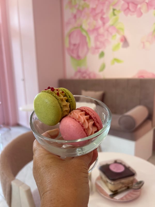 Inside a pastel-pink café in Odesa, Ukraine
