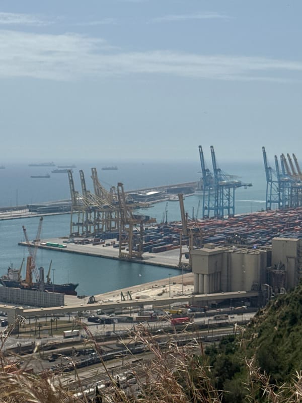 Barcelona port and monument captured in daytime panoramic views