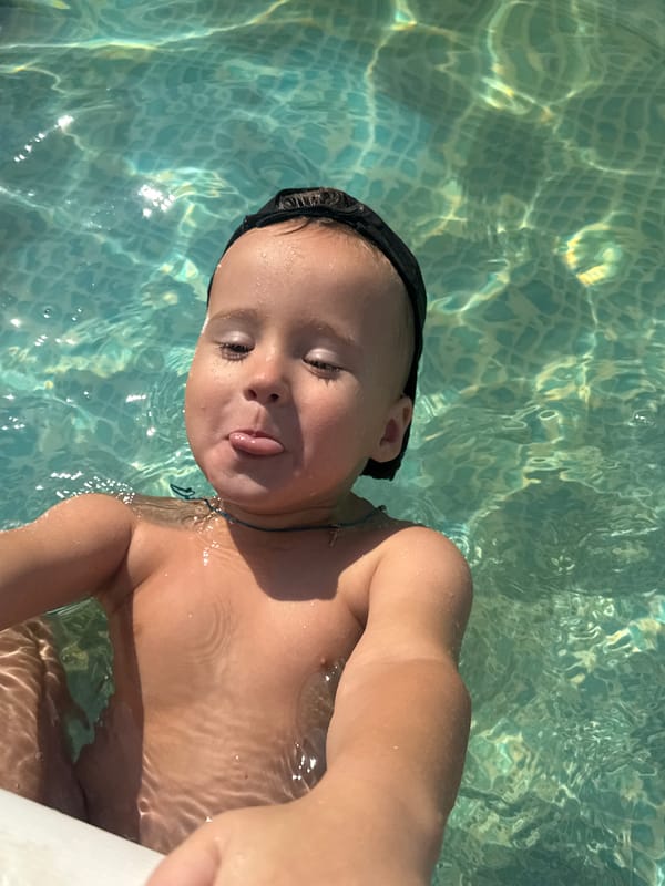 Backyard pool fun on a summer morning in Russia