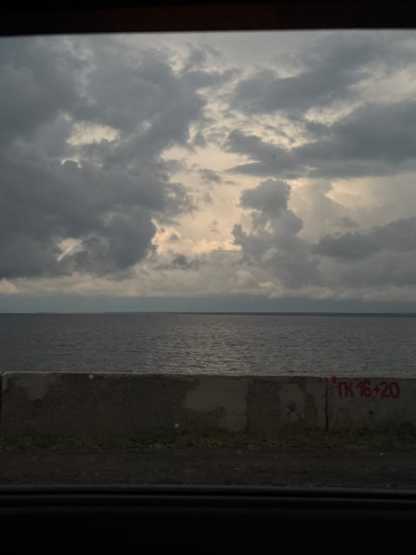 Stormy skies over the Kama River in Chaikovsky, Russia