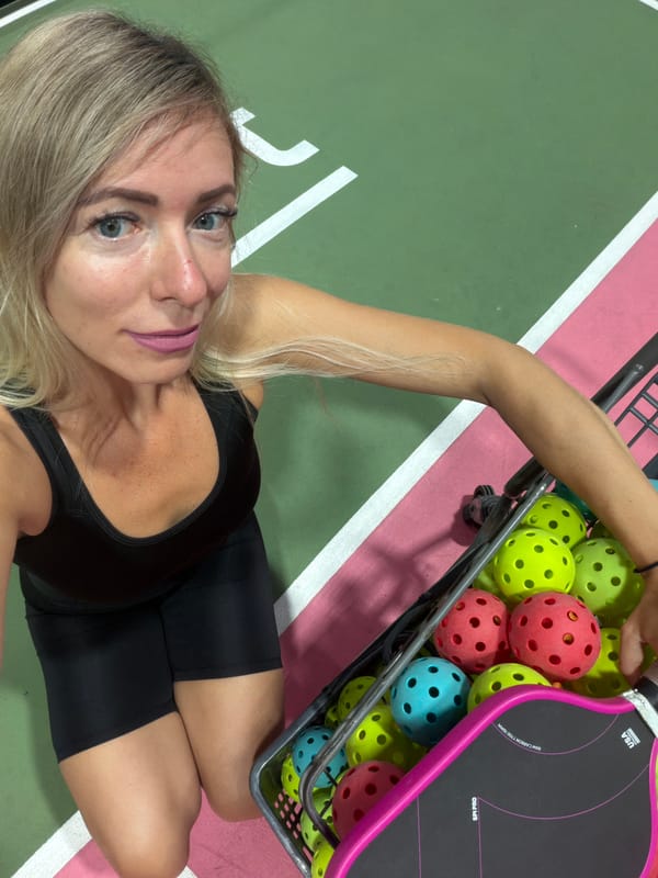 Pickleball court selfies at an indoor Da Lat facility