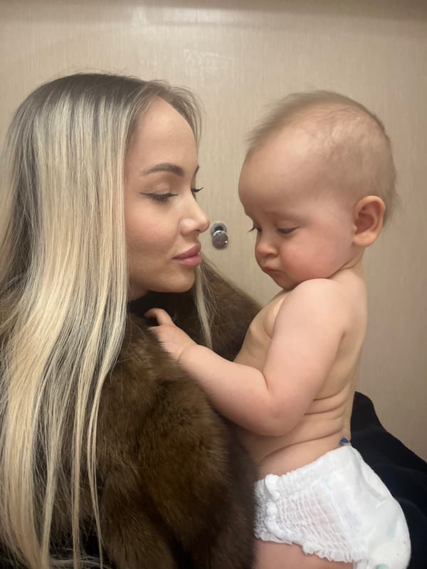 Mother and baby share tender moments in Khimki home