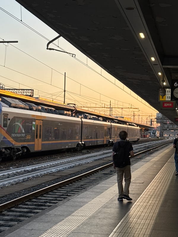 Bologna station and streets at golden hour