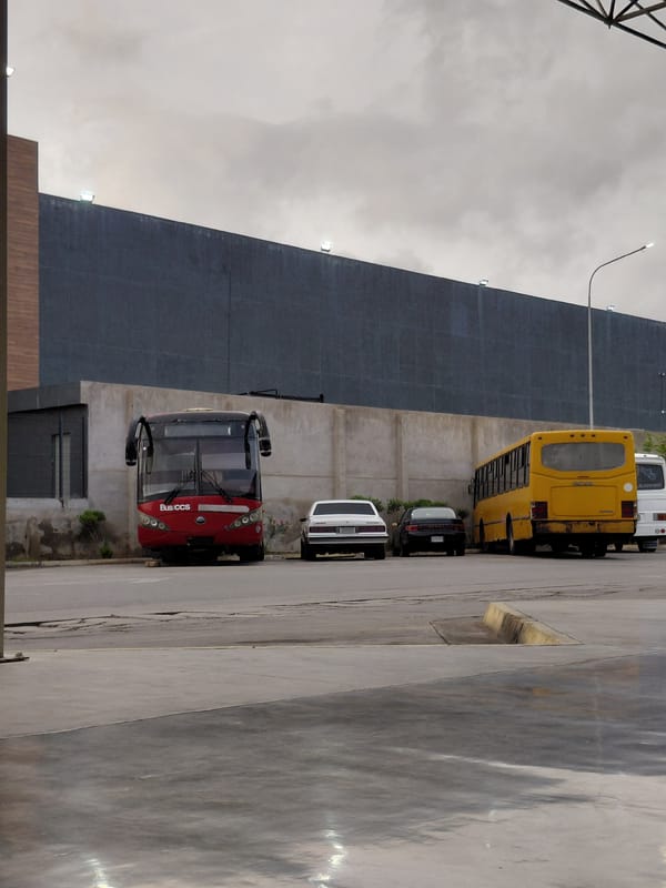 Rainy morning at Juan Griego's bus terminal, Venezuela