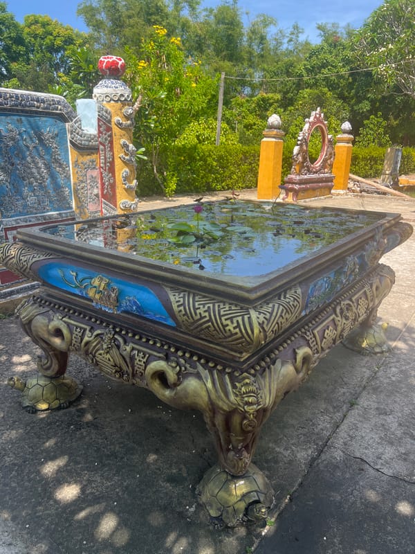 Inside a decorated Buddhist temple complex in Đà Nẵng