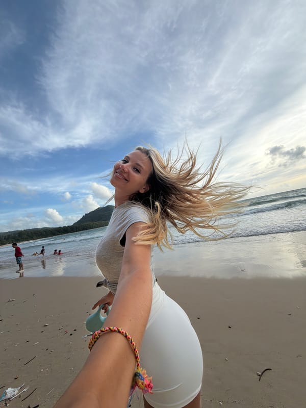 Beach afternoon in Sakhu, Thailand — selfies, waves, and shoreline views