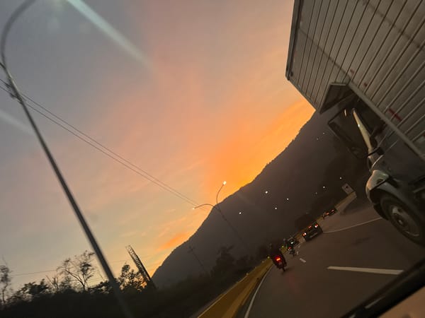 Sunset viewed from road in El Vapor, Venezuela