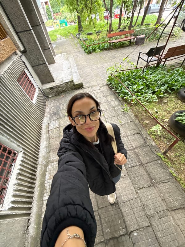 Morning moments captured in Pleven: selfie, rose, resting dogs