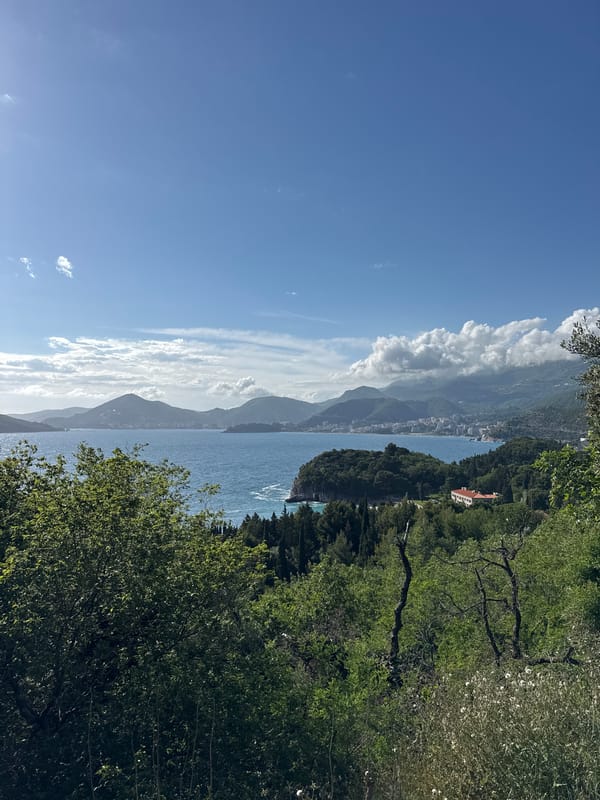 Tourist captures scenic views of Sveti Stefan island resort
