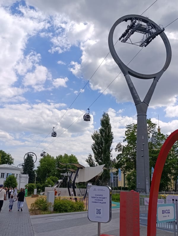 Visitors explore VDNKh attractions on sunny Moscow morning