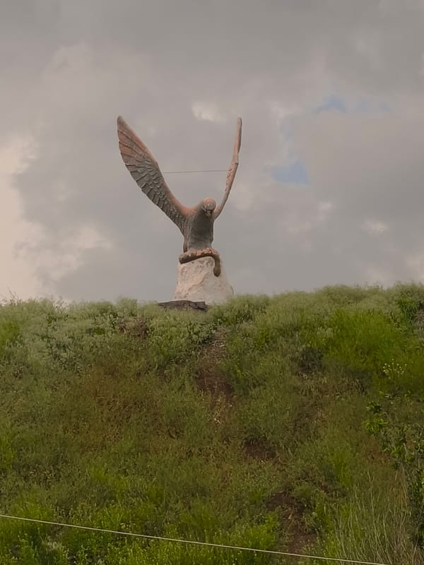 Eagle statue holding snake observed in Kryvyi Rih