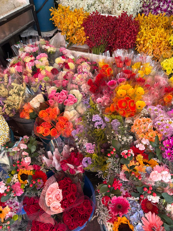 Chiang Mai flower stall overflows with fresh cut blooms