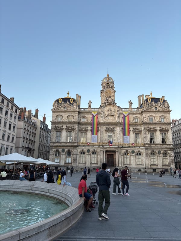 Evening documentation of Lyon's Place des Terreaux landmarks captured
