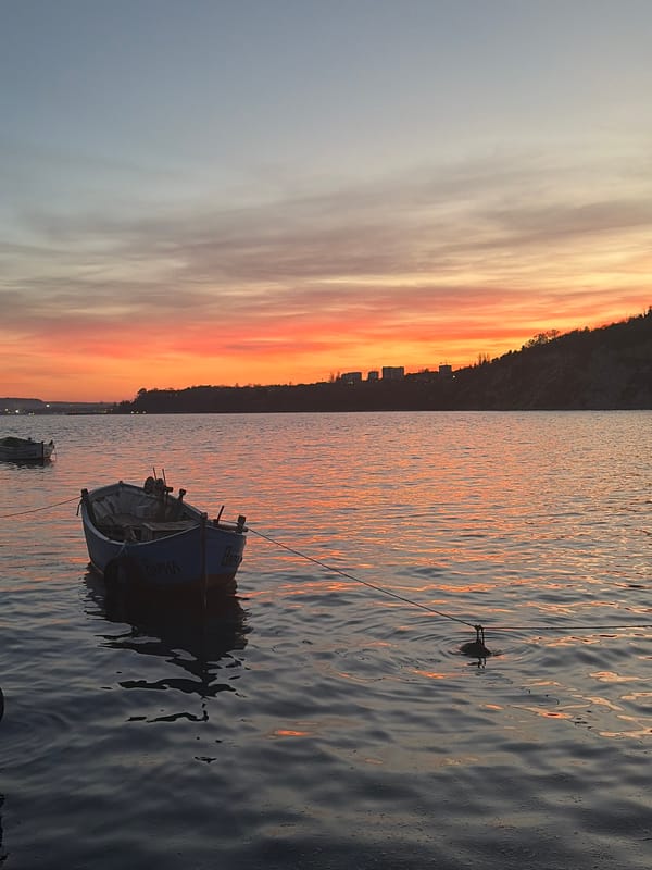 Sunset photographed over Black Sea at Varna pier