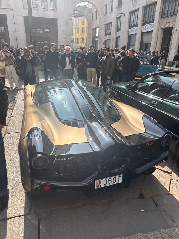 Luxury supercar display draws crowds in Milan's historic squares