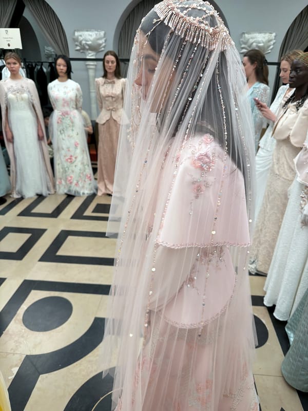 Geometric floor pattern witnessed at Paris fashion venue