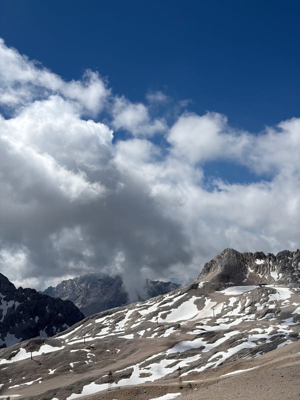 Rocky alpine terrain above Garmisch-Partenkirchen, snow patches visible
