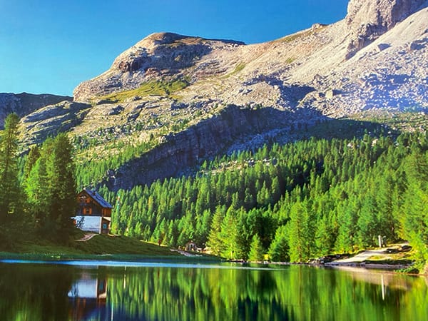 Tranquil mountain lake captured near Blagoevgrad, Bulgaria