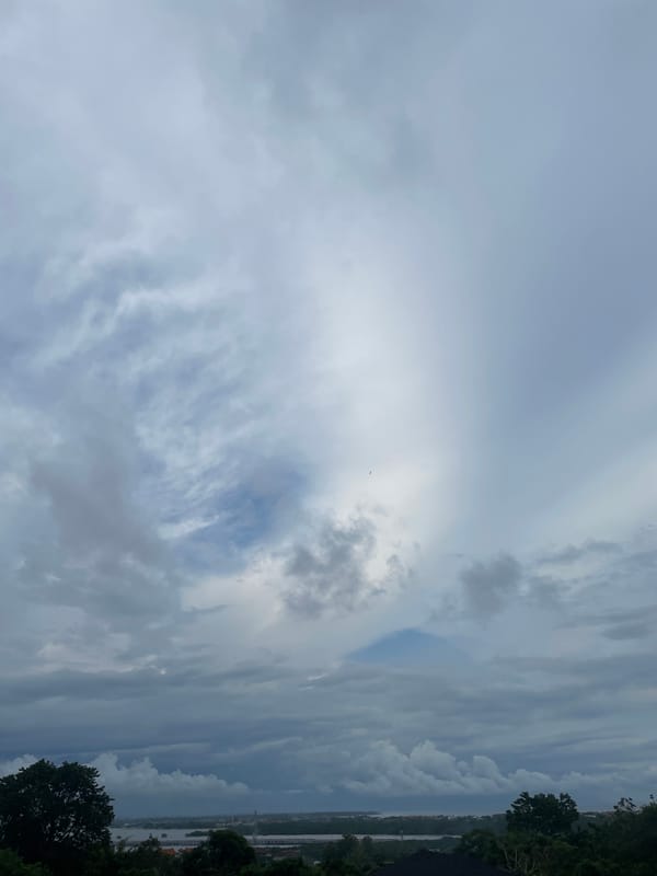 Overcast skies with mixed cloud formations observed in Nusa Dua