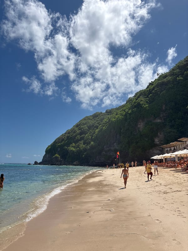 Morning beach volleyball games captured at Melasti Beach, Bali
