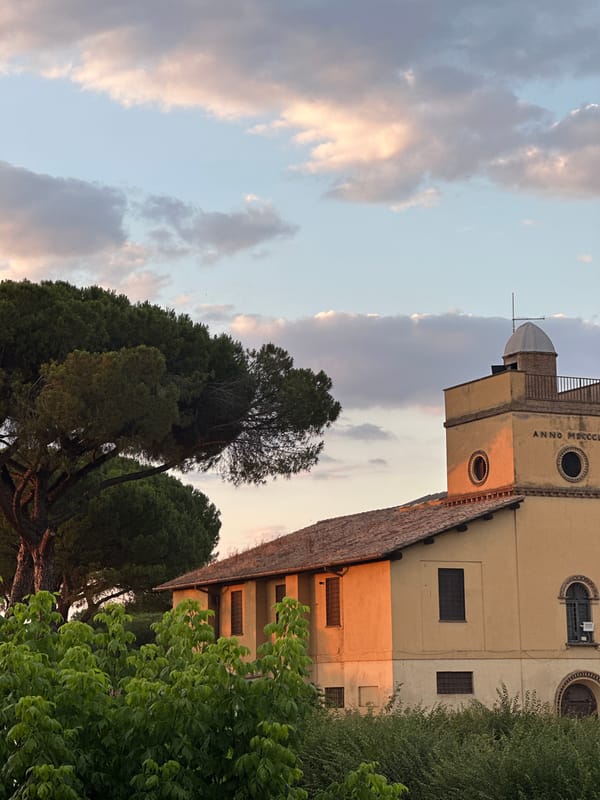 Rome at golden hour, streets and skyline at sunset