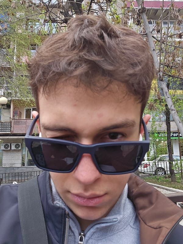 Young man in sunglasses photographed in Yerevan
