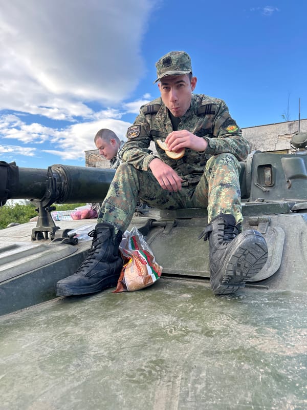 Soldiers spotted on damaged tank in Shumen, Bulgaria