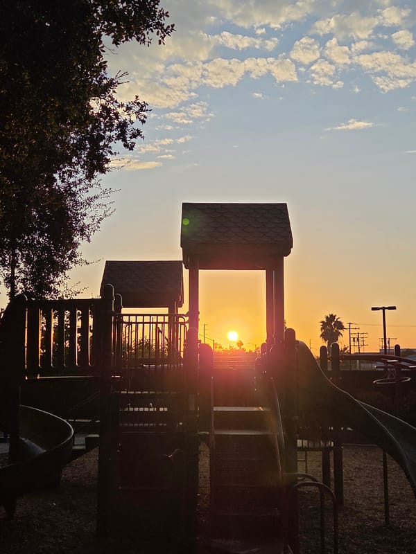 Sunset at a Glendale playground, golden hour in full effect