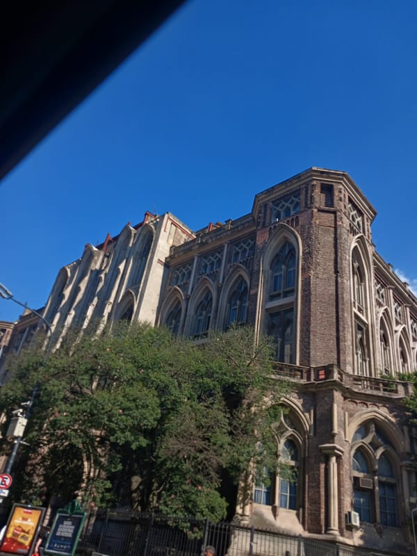 Gothic church building documented in Buenos Aires evening