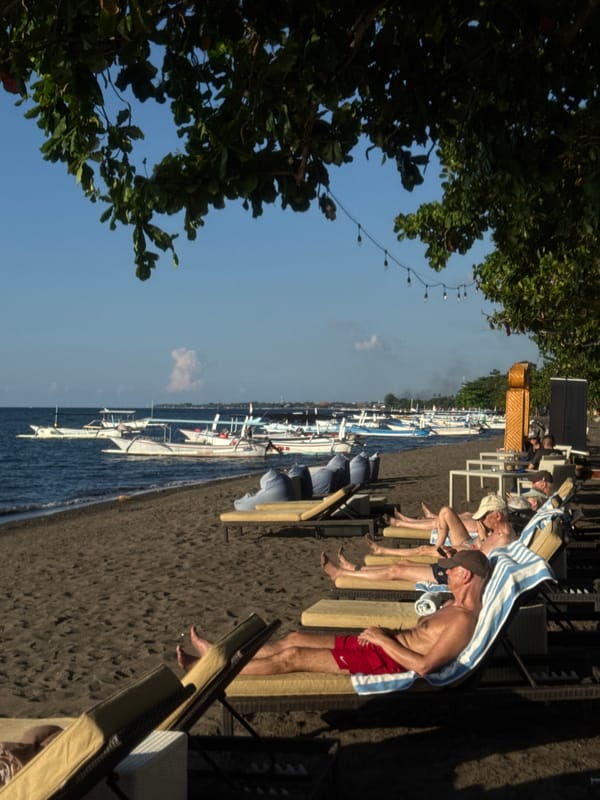 Tranquil morning beach scene documented in Buleleng, Indonesia
