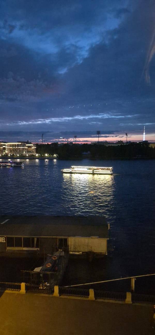 Neva River at dusk and nightfall, Saint Petersburg