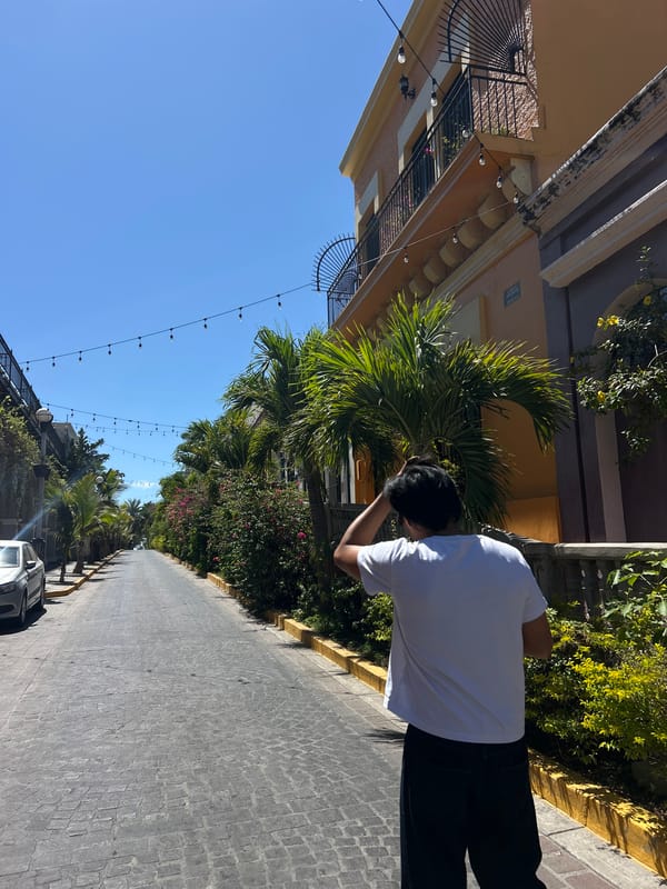 Person spotted standing on cobblestone street in Mazatlán