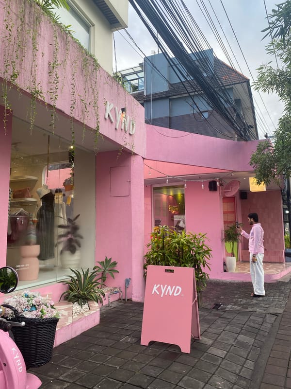 Pink KYND shop documented in North Kuta, Indonesia