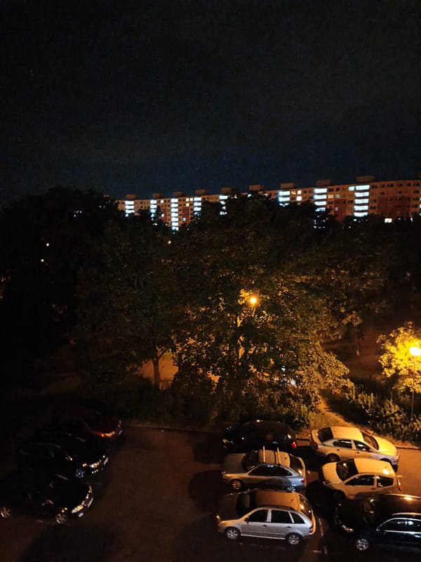 Nighttime residential scenes across Most, Czechia