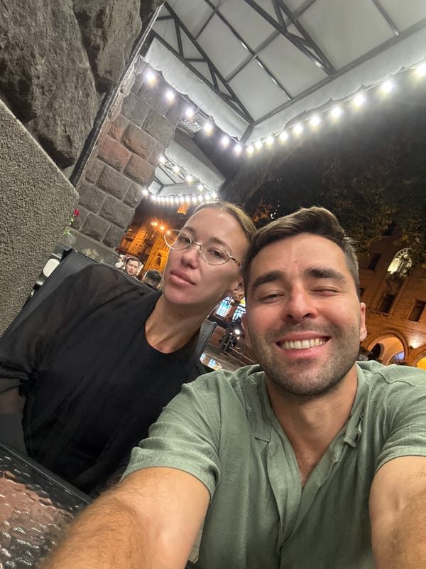Evening drinks and toasts at a Tbilisi outdoor café