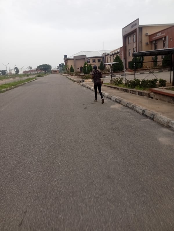 Morning scenes around a modern institutional complex in Jos, Nigeria