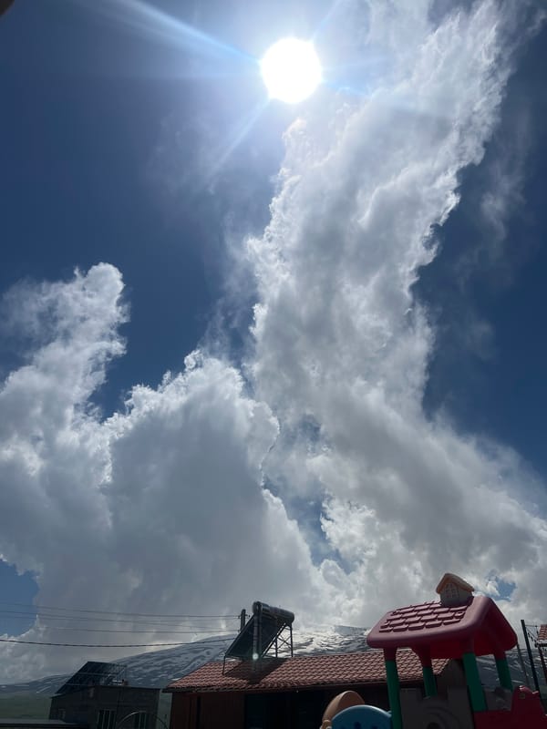 Clear skies and clouds observed over Aparan, Armenia