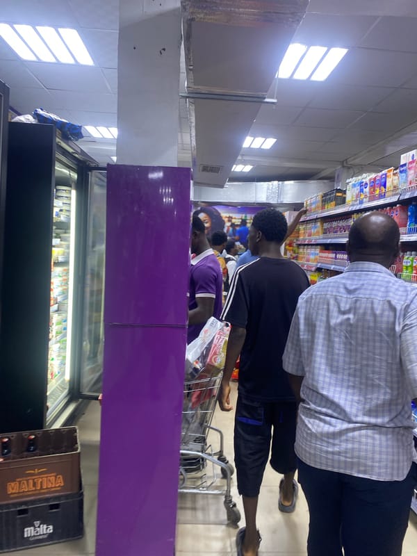 Shopper documents routine grocery store visit in Lagos