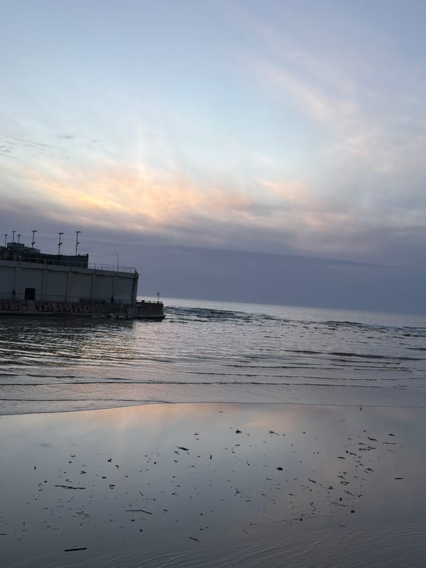 Tel Aviv waterfront structure with graffiti captured by witness